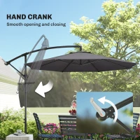 Outsunny 3 m Overhanging Cantilever Parasol, with Cross Base - Grey(m-7)