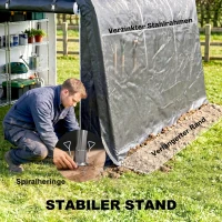 Outsunny Lagerzelt für den Garten, stabiler Stahlrahmen, große Türen, 3x3m, Grau(m-5)