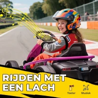 HOMCOM 24 V Elektrisch Go-Kart voor Kinderen tot 13 km/u Gokart met Driftfunctie, Drift-Kart met 2 Motoren voor 8–12 Jaar Roze(m-8)