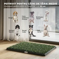 PawHut Covoraș din Iarbă pentru Câini cu Tavă, 76 x 50,5 cm, Verde(m-7)