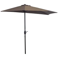 Outsunny Demi-parasol 2,7 x 1,4 m parasol de balcon ouverture fermeture manivelle, 5 entretoises métal, polyester 180 g/m², café(m-12)