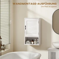 HOMCOM Badkamerkast Hangkast Wandkast met 1 deur, verstelbare planken 40 x 20 x 60 cm Wit(m-6)