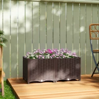 Outsunny Plastic Raised Garden Bed with Legs, Self Watering Elevated Planter Boxes with Drainage Holes and Plugs(m-2)