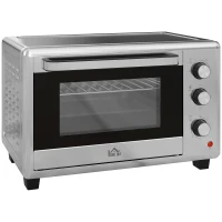 HOMCOM Fornetto Elettrico da 30L con 3 Funzioni di Cottura, Temperatura Regolabile e Timer, 1600W, Argento(m-1)