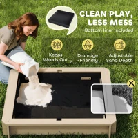 Outsunny Kids Square Wooden Sandpit, Children Sandbox Outdoor Playset(m-7)