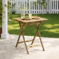 Outsunny Outdoor Coffee Table Foldable Wooden Garden Table for Patio Balcony Natural Wood(m-2)