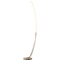 HOMCOM Aluminium Arc Floor Lamp, Futuristic Indoor Standing LED Light Home Ambience w/ Round Base Foot Switch, Living Room Bedroom Office Lounge, Silver Tone(m-1)