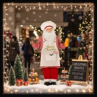 HOMCOM 4ft Singing Cooking Santa Claus, Standing Christmas Animated Santa Figure with Head Moving, Sound/Touch Activated(m-9)