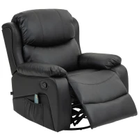HOMCOM Poltrona Relax Reclinabile con 8 Punti Massaggianti, in Finta Pelle e Acciaio, 97x92x104 cm, Nero(m-11)