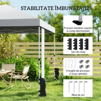 Outsunny Pavilion 3x3 m Pop-Up cu Buzunare, UPF 50+, cu Saci de Nisip și Geantă cu Roți(m-7)