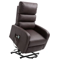 Power Lift Recliner Massage Chair with Heat & Vibration, Heavy Duty Safety Motion, Side Pockets, Remote Control, 73x91x109 cm, Brown(m-12)