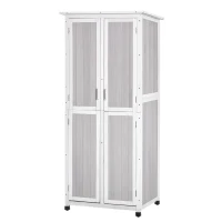 Outsunny Casetta Porta Attrezzi in Legno di Abete a 3 Livelli con Tetto in Bitume, 77x58x175 cm, Grigio(m-11)
