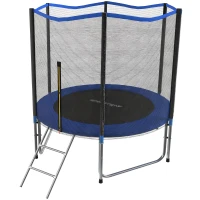 SPORTNOW Trampolino Elastico da Giardino Ø305x248 cm con Rete di Protezione e Scala, in Acciaio e PP, Blu(m-11)