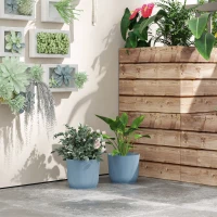 Outsunny Set of Two Ф22cm Planters - Blue(m-10)