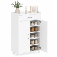 HOMCOM Pantofar cu 1 Sertar și 5 Rafturi Dulap pentru Pantofi Modern Rafturi Reglabile 6 Perechi 62,5x35x95 cm Alb(m-7)