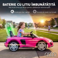 AIYAPLAY Mașinuță Electrică pentru Copii 12V Audi R8 Spyder, 3+ Ani, 3-5 km/h, cu 2 Motoare și Telecomandă, Roz(m-6)