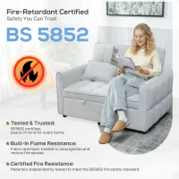 HOMCOM 2 Seater Sofa Bed, 3-in-1 Convertible Sleeper Sofa with Click-clack Adjustable Backrest and 2 Pillows, Light Grey(m-13)