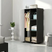 HOMCOM Armoire penderie vêtement dressing mobile 4 roulettes tringle à vêtements et étagères ouvertes 80 x 40 x 128 cm noir(m-7)
