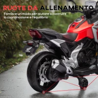 AIYAPLAY Moto Elettrica per Bambini 3-6 Anni Licenza Honda con Fari, Musica e Rotelle, 107x46x75 cm, Rosso(m-6)