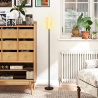 HOMCOM Floor Lamp for Living Room, 3D Printed Modern Standing Lamp with Flowing Curved Shade & Foot Switch, Minimalist Tall Pole Lampshade for Bedroom, Office, E27 Holder without Bulb (25W Max), White(m-10)