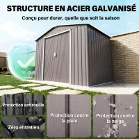 Outsunny Casetta da Giardino Porta Utensili in Lamiera con Porte Scorrevoli, 213x130x185 cm, Grigio(m-22)