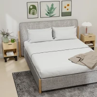 HOMCOM Juego de 2 Mesitas de Noche Estrechas Mesillas de Noche Modernas con Cajón Estante Abierto 35x26x50 cm Roble(m-7)