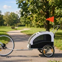 PawHut 2-in-1 Hundeanhänger für Fahrrad Faltbarer Hundebuggy für kleine & mittelgroße Hunde bis 20 kg, Weiß(m-9)