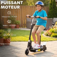 HOMCOM Trottinette électrique 120 W pliable pour enfant de 6+ ans hauteur guidon et selle réglable 10 Km/h max. noir(m-4)