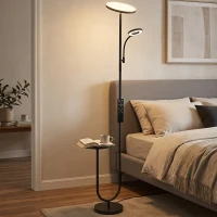 HOMCOM Uplighter Floor Lamp with Table and Reading Light, Dual Light Dimmable Standing Lamp with Remote & 4 Colour Temperatures(m-8)