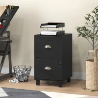 HOMCOM Archivador con Cerradura y 2 Cajones Barras Ajustables para Carpetas A4 y Carta Diseño Compacto 40x41,5x67,5 cm Negro(m-10)