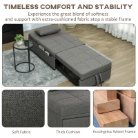 HOMCOM Four-In-One Single Sleeper Chair - Dark Grey(m-7)