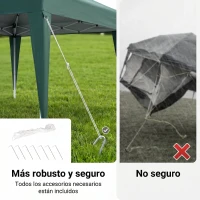 Outsunny Carpa Plegable 2,4x2,4 m, Pop-up, Cenador Pabellón de Jardín, Altura Ajustable con Bolsa de Transporte, Anti-UV, Impermeable, Gazebo para Camping, Fiestas, Exterior, Verde(m-6)