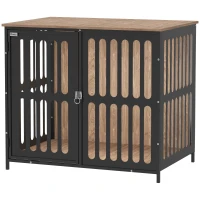 PawHut Dog Crate Furniture with Anti-Chew Resistant Mesh, Anti-Escape Single Door, for Medium Dogs, 80 x 55 x 72 cm(m-12)