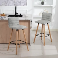 HOMCOM Lot de 2 tabourets de bar, chaises de bar, assise rembourrée, dossier et repose-pieds, 48 x 48 x 99,5 cm, gris(m-2)