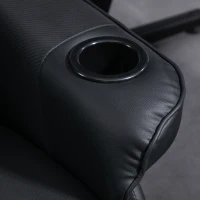 HOMCOM Gamingsessel, Massagefunktion, neigbare Lehne, Fußstütze, bis 120 kg, Stahlrahmen, Kunstleder, Schwarz(m-9)