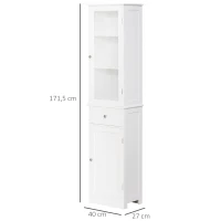 kleankin Mobile Colonna Bagno Salvaspazio con Armadietto, Cassetto e Ripiani in MDF, 40x27x171.5cm, Bianco(m-3)