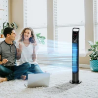 HOMCOM 31 Inch Bladeless Oscillating Tower Fan with 70° Oscillation, Remote Control, 7.5H Timer, 3 Speed 3 Modes, Electric Floor Standing Cooling Fan for Home Bedroom Office, Black(m-2)