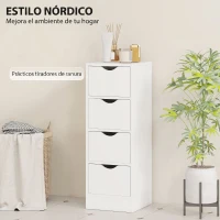 HOMCOM Armario de Baño Estrecho con 4 Cajones y Asas Ranuradas para Espacios Reducidos 29x29x83 cm Blanco(m-6)