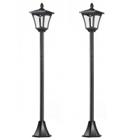Outsunny Conjunto de 2 Luces Solares para Jardín con Panel Solar Encendido Automático Impermeable IP44 18x18x160 cm Negro