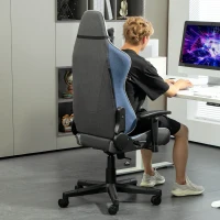 Vinsetto Sedia da Gaming Reclinabile a 150° con Funzione Dondolo, in Tessuto Effetto Lino, 66x53x128-138 cm, Grigio(m-8)
