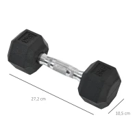 HOMCOM Set di 2 Manubri da Palestra Esagonali da 5kg in Gomma con Impugnatura Antiscivolo, Nero(m-3)