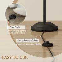 HOMCOM Modern Standing Lamp, 3-Light Upright Floor Lamps for Living Room, Black(m-5)