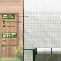 Outsunny 200 x 100cm Walk-In Greenhouse, with Zipped Doors - White(m-5)