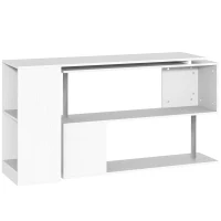 HOMCOM Bureau Informatique multimédia modulable Design Contemporain Zig zag bibliothèque intégrée Panneaux Particules Blanc métal(m-11)