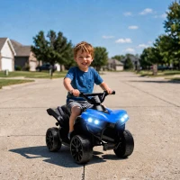 AIYAPLAY 6V Kids ATV, 4 Wheeler Electric Ride on Car with Music and LED Headlights, for Ages 18-56 Months Boys and Girls, Blue(m-14)
