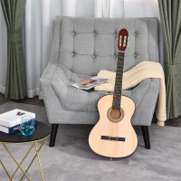 HOMCOM Chitarra Classica da 40" per Adulti con Custodia, Accordatore, 3 Plettri e 6 Corde Nylon di Ricambio(m-2)