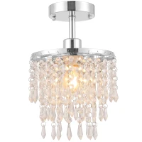 HOMCOM Crystal Ceiling Light with 57 Crystal Strands, Ceiling Light with Mounting Plate for Hallway, Silver Tone(m-1)