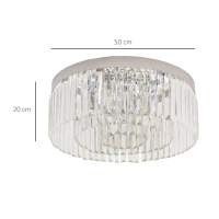 HOMCOM Crystal Ceiling Light Modern Chandeliers w/ Stainless Steel Base 10 Lights Elegant Flush Mount Ceiling Lighting for Living Room, Bedroom, Hallway, Bar, Cloakroom(m-3)