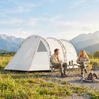 Outsunny Tenda da Campeggio 4-5 Persone con Copertura Oscurante, Impermeabile con Borsa di Trasporto, Kaki(m-10)