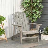 Outsunny Silla de Jardín Adirondack Asiento Extra Ancho Carga 150 kg para Patio Terraza Balcón 78x89x88 cm Gris Claro(m-10)